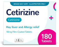 Cetirizine (10mg) - Hay Fever & Allergy Relief - 180 Tablets (Brand May Vary)