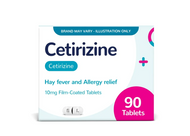 Cetirizine (10mg) - Hay Fever & Allergy Relief - 90 Tablets (Brand May Vary)