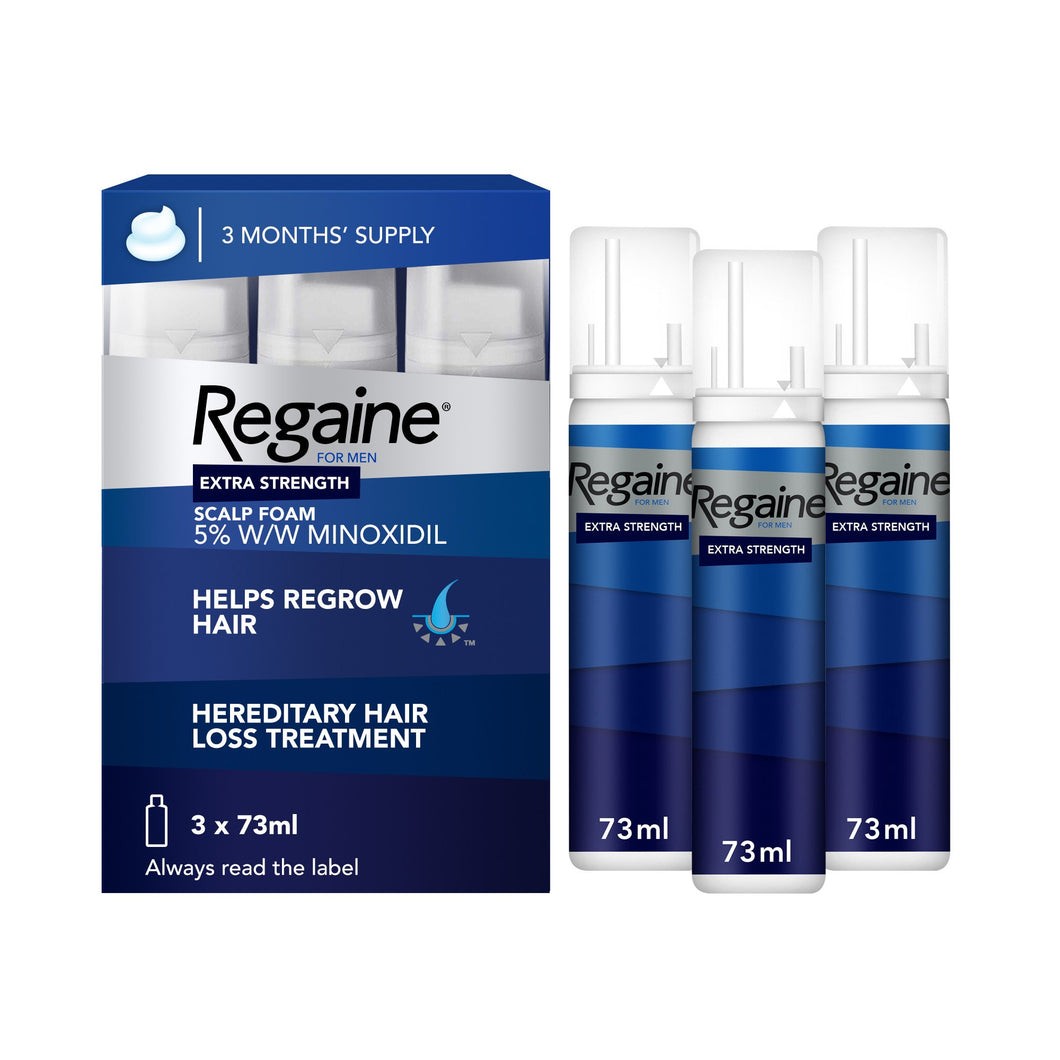 Regaine for Men Extra Strength Scalp Foam - 73ml - 3 Pack (3 Month Supply)