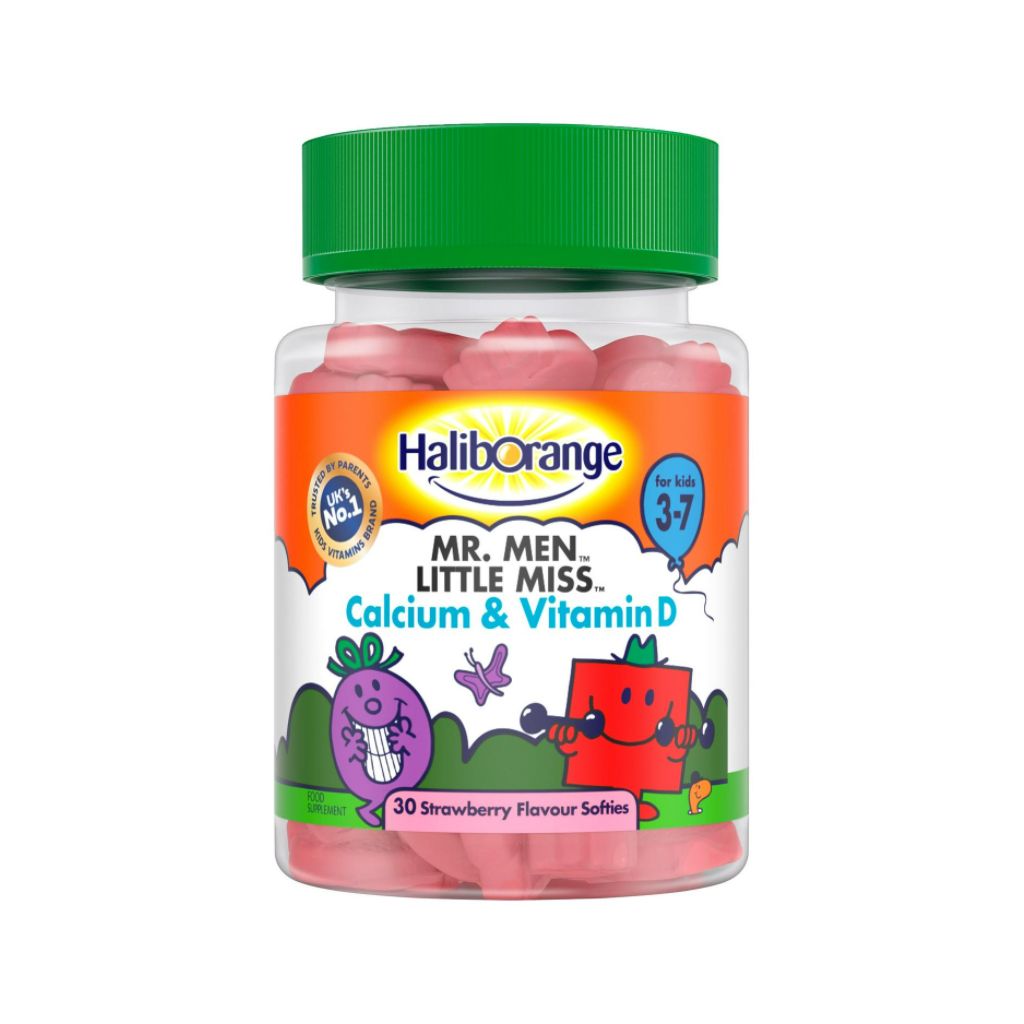 Haliborange for Kids 3-7 Mr. Men Little Miss Calcium & Vitamin D - 30 Strawberry Flavour Softies