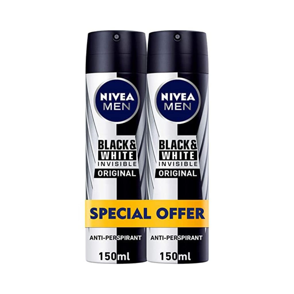 Nivea Men Black & White Invisible Anti-Perspirant 150ml - Pack of 2