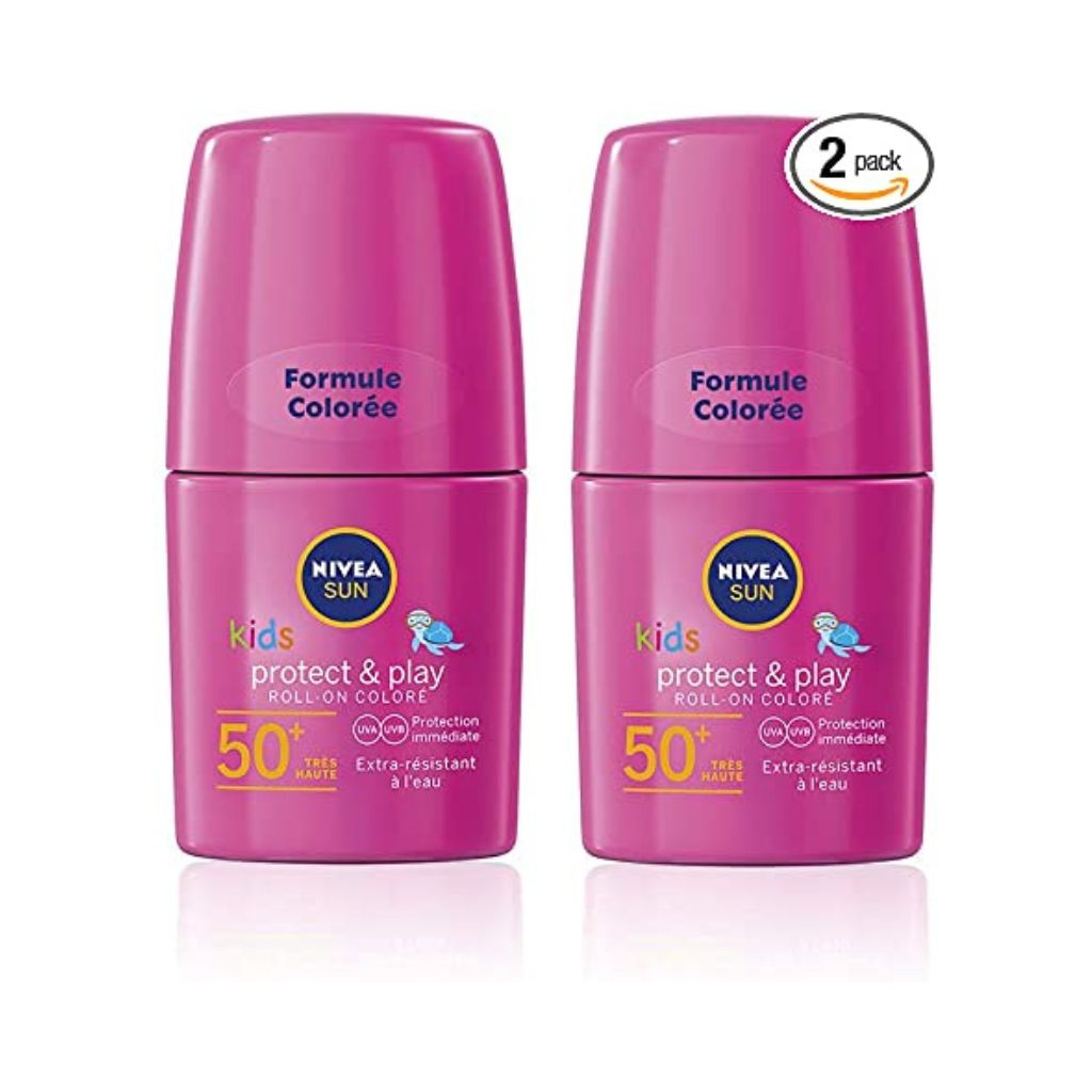 Nivea Sun Kids Protect & Play Pink Coloured Roll-On SPF50+ 50ml - Pack of 2