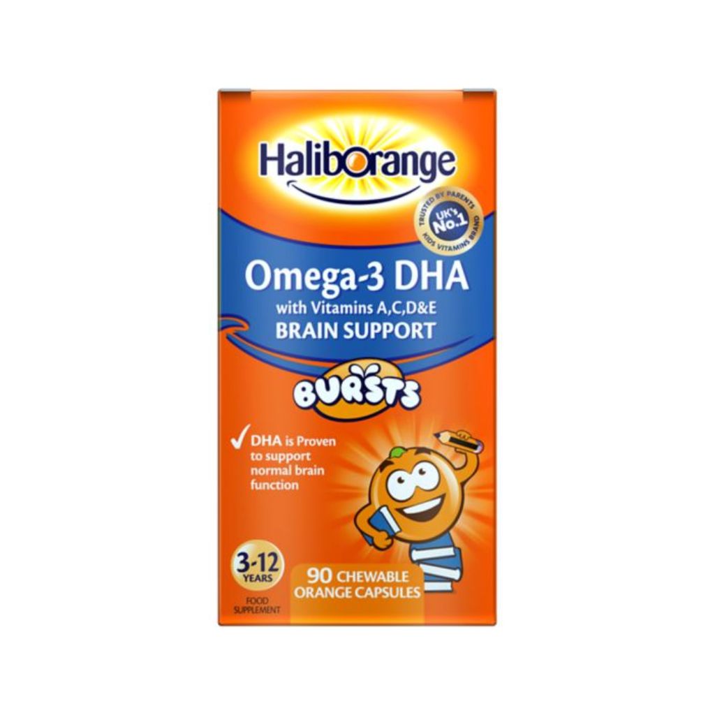 Haliborange Omega-3 DHA 3-12 Years - 90 Chewable Orange Capsules