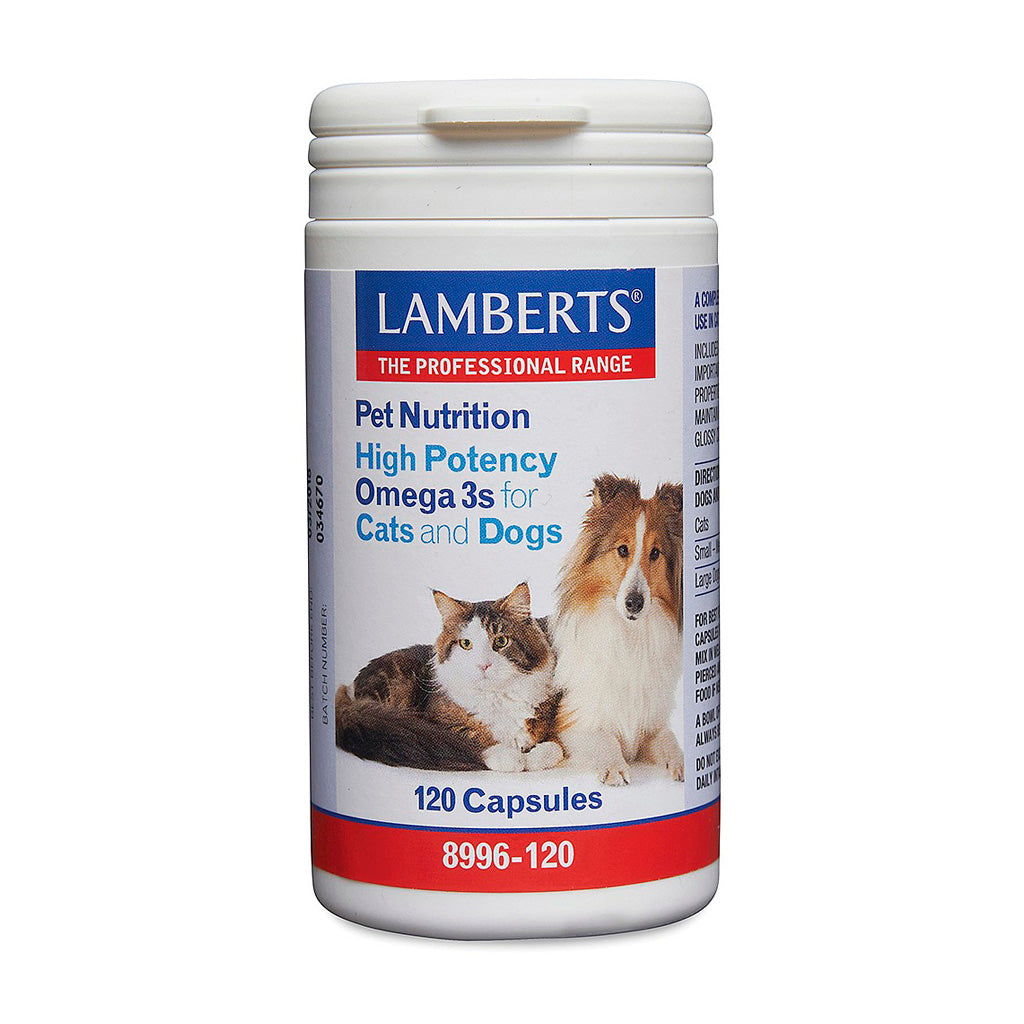 Lamberts Pet Nutrition High Potency Omega 3s for Cats and Dogs 120 Capsules