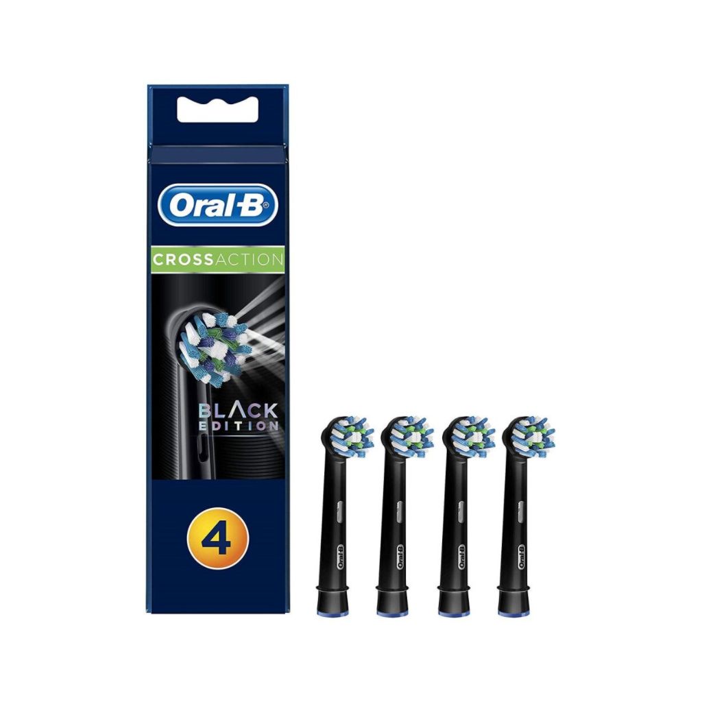 Oral-B Cross Action Toothbrush Heads Black Edition x4
