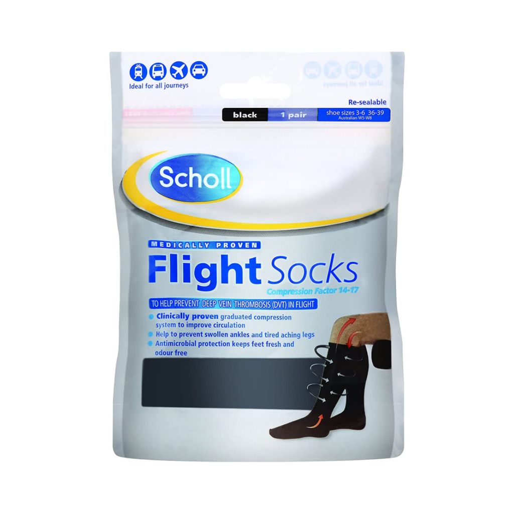 Scholl Flight Socks Black 3-6 - 1 Pair