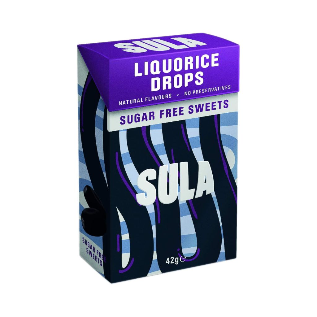Sula Liquorice Drops Sugar Free Sweets 42g